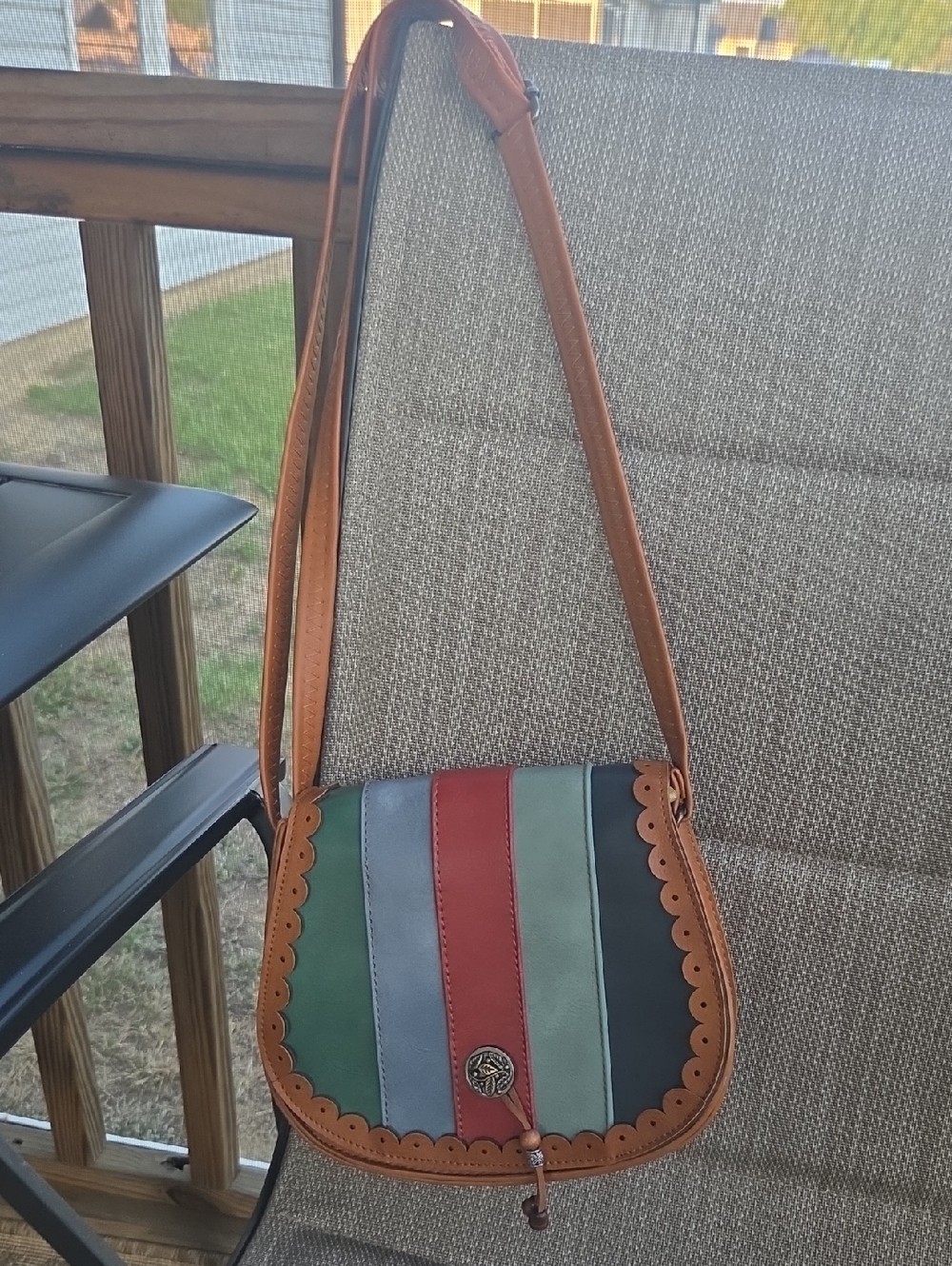 Multi-Color Striped Leather Crossbody Bag